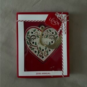 Lenox Annual Heart Ornament - Red, Green, and Gold